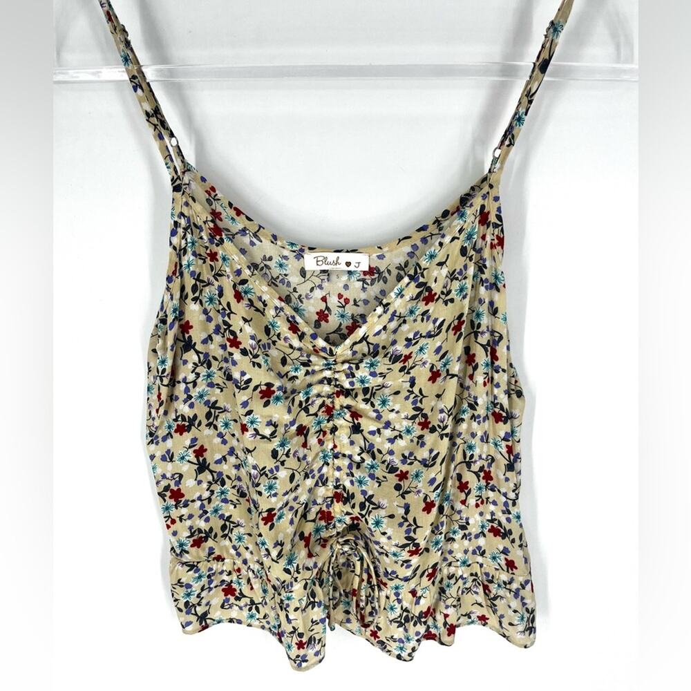 Blush J Cinch Front‎ Floral Tank Top Yellow Size Small